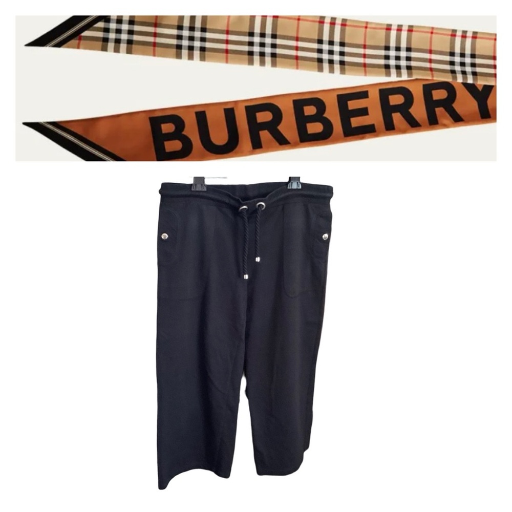 🍁 Burberry Wide Leg Jersey Cropped Pants w/Stylish Drawcord
